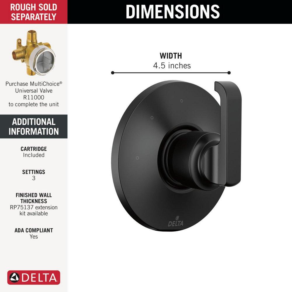 Delta Faucet Matte Black Single Handle Bathtub & Shower Faucet (Trim Only) 