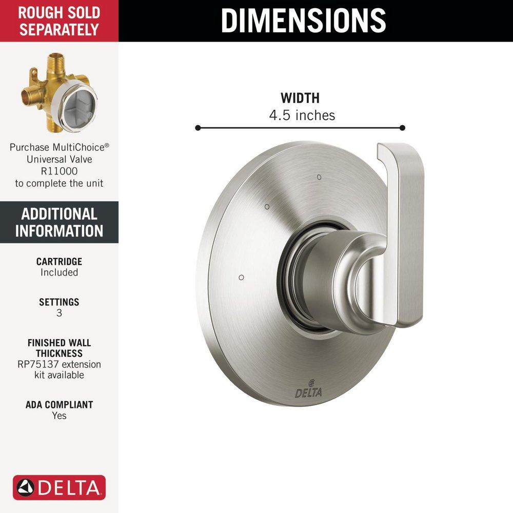 Delta Faucet Lumicoat Stainless Single Handle Bathtub & Shower Faucet (Trim Only) 