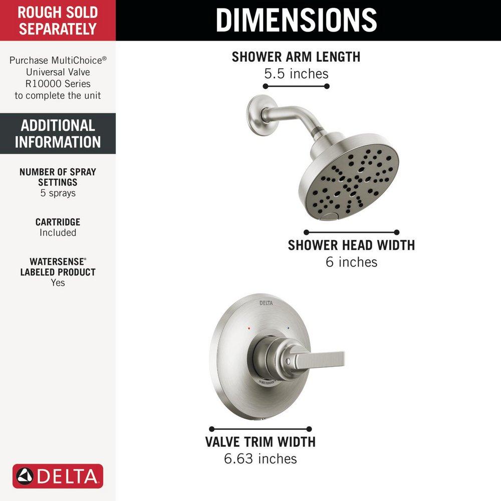 Delta Faucet Lumicoat Stainless Single Handle Multi Function Shower Faucet (Trim Only) 