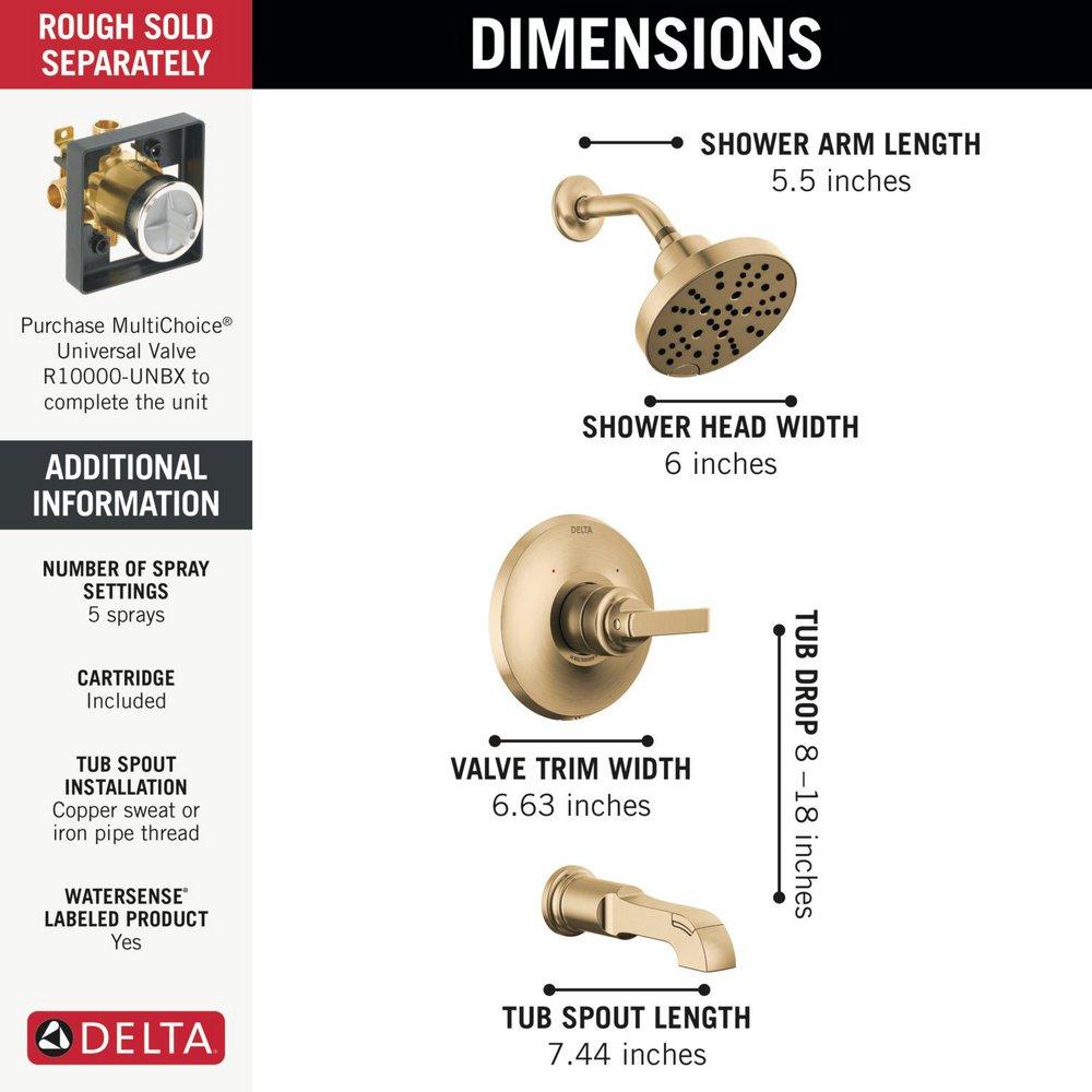 Delta Faucet Lumicoat Champagne Bronze Single Handle Multi Function Bathtub & Shower Faucet (Trim Only) 