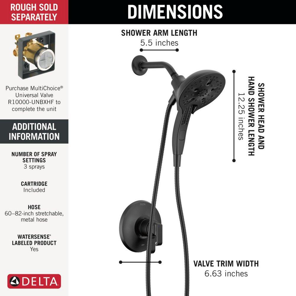 Two Handle Multi Function Shower Faucet in Matte Black (Trim Only) 