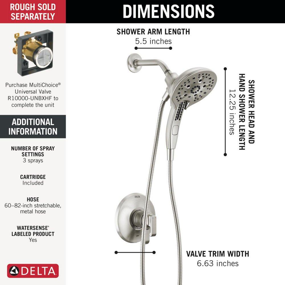 Delta Faucet Lumicoat Stainless Two Handle Multi Function Shower Faucet (Trim Only) 