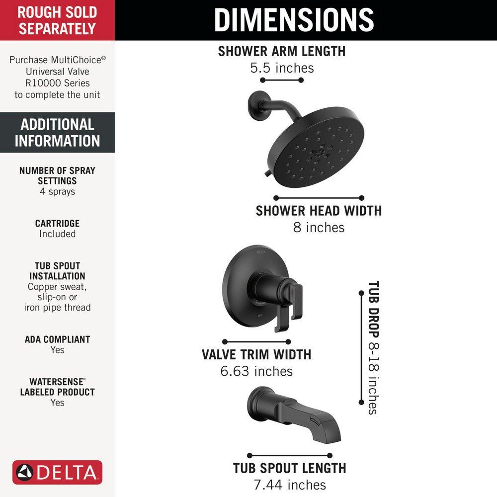 DELTA TETRA 17T SERIES TUB SHOWER TRIM 