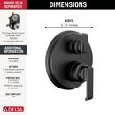Delta Faucet Matte Black Two Handle Pressure Balancing Valve Trim with Diverter 
