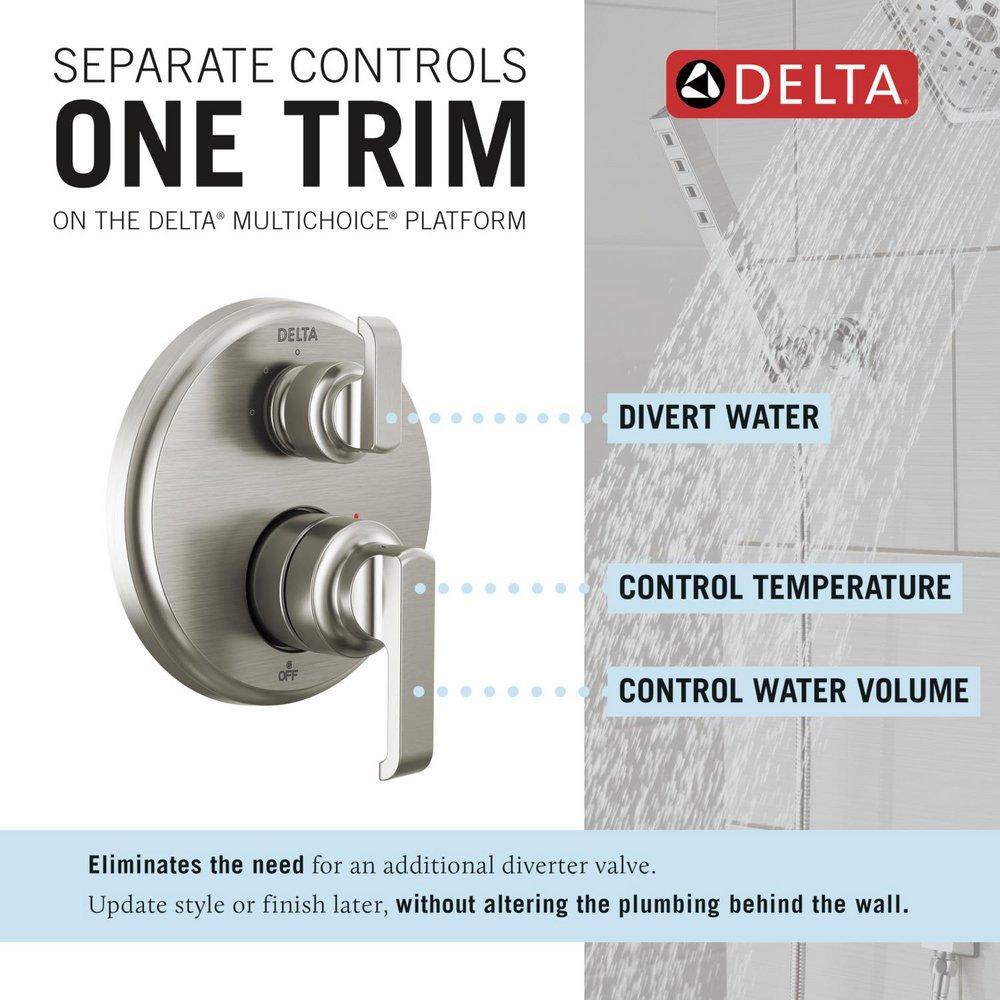 Delta Faucet Lumicoat Stainless Two Handle Pressure Balancing Valve Trim with Diverter 