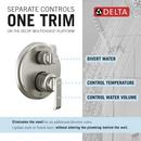 Delta Faucet Lumicoat Stainless Two Handle Pressure Balancing Valve Trim with Diverter 