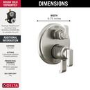 Delta Faucet Lumicoat Stainless Three Handle Pressure Balancing Valve Trim 