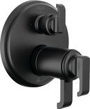 Three Handle Thermostatic Valve Trim with Integrated Diverter in Matte Black