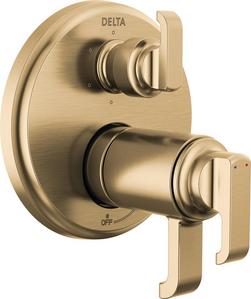 Three Handle Thermostatic Valve Trim with Integrated Diverter in Brilliance® Champagne Bronze
