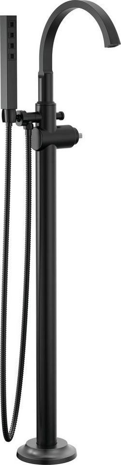 Floor Mount Filler with Handshower in Matte Black (Handle Sold Separately) (Trim Only)