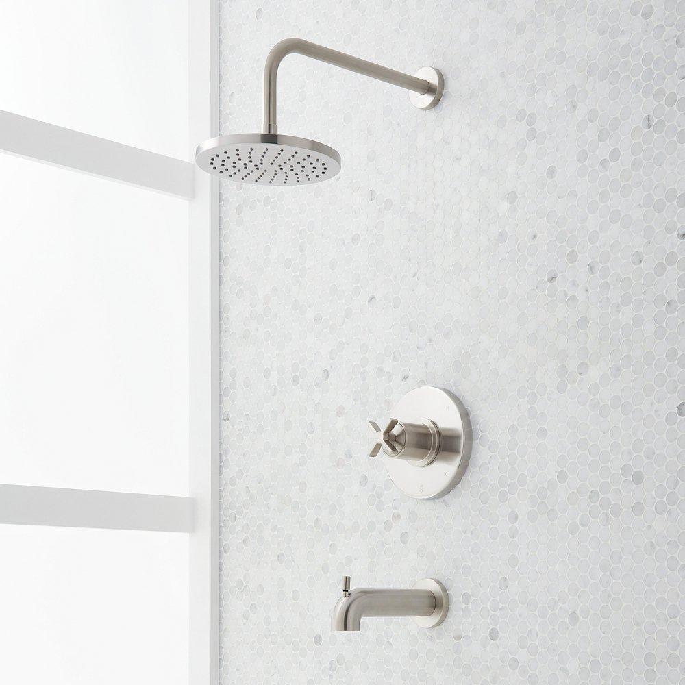 PRESSURE BALANCE TUB AND SHOWER SYSTEM BRUSHED NICKEL 