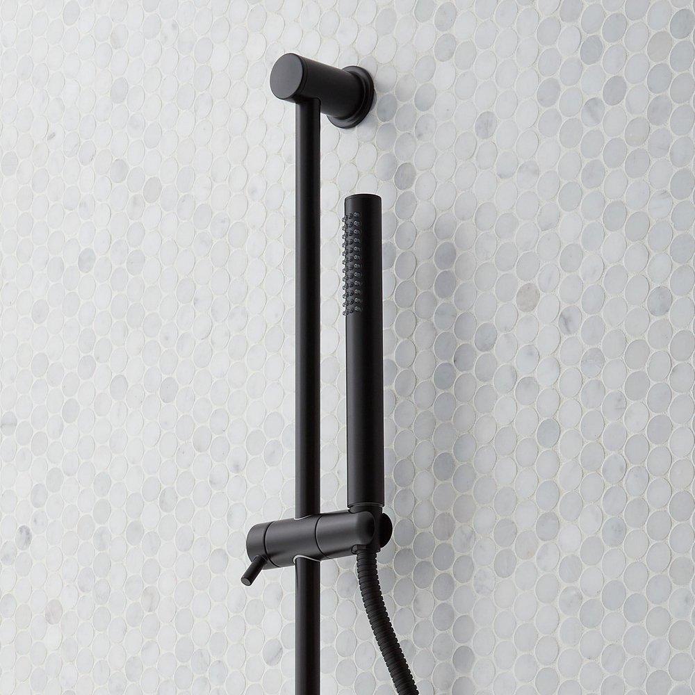 PRESSURE BALANCE SHOWER SYSTEM WITH SLIDE BAR AND HAND SHOWER MATTE BLACK 