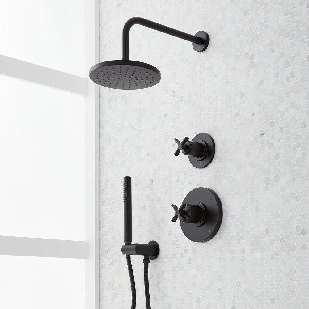 PRESSURE BALANCE SHOWER SYSTEM WITH HAND SHOWER MATTE BLACK 