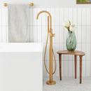 FREESTANDING TUB FAUCET WITH HAND SHOWER AND ROUGH-IN VALVE WITH STOPS BRUSHED GOLD 