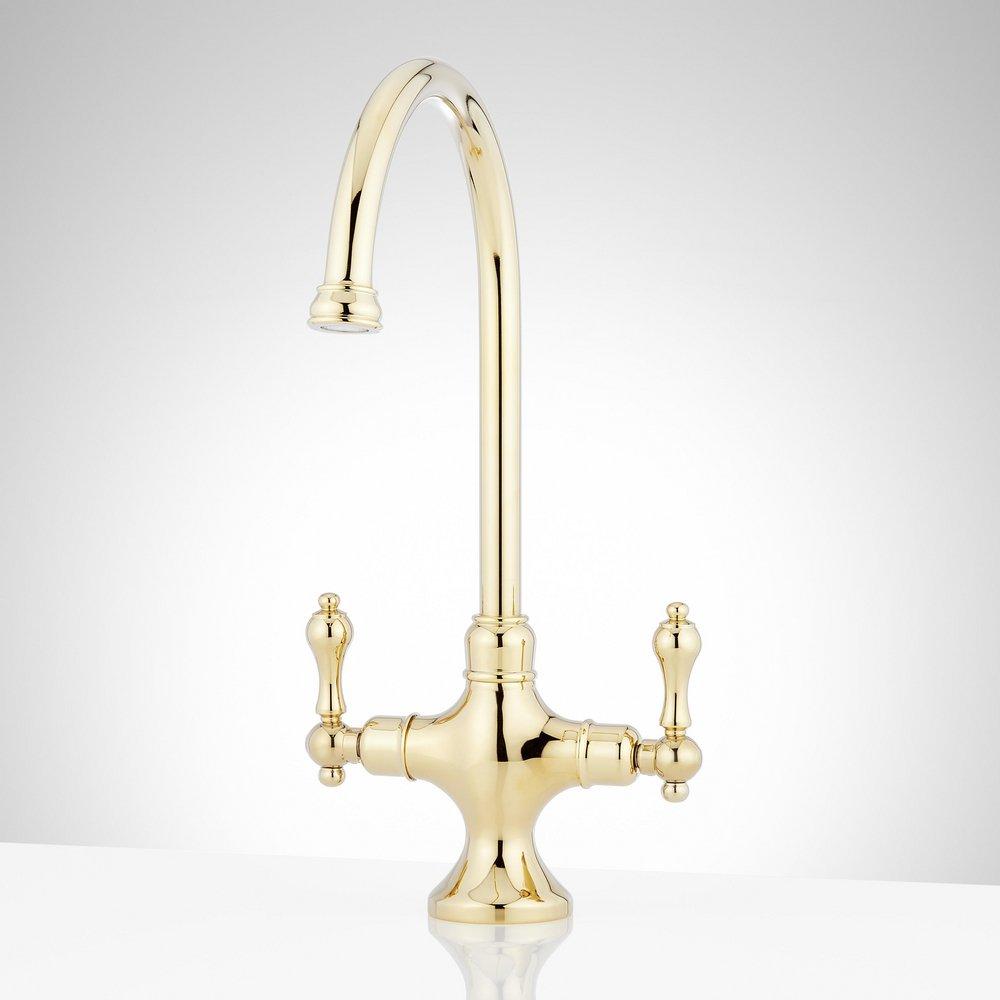ISABEL SINGLE-HOLE GOOSENECK BAR FAUCET - POLISHED BRASS 