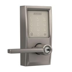 Smart Wifi Deadbolt with Keypad and Lever Handle in Satin Nickel