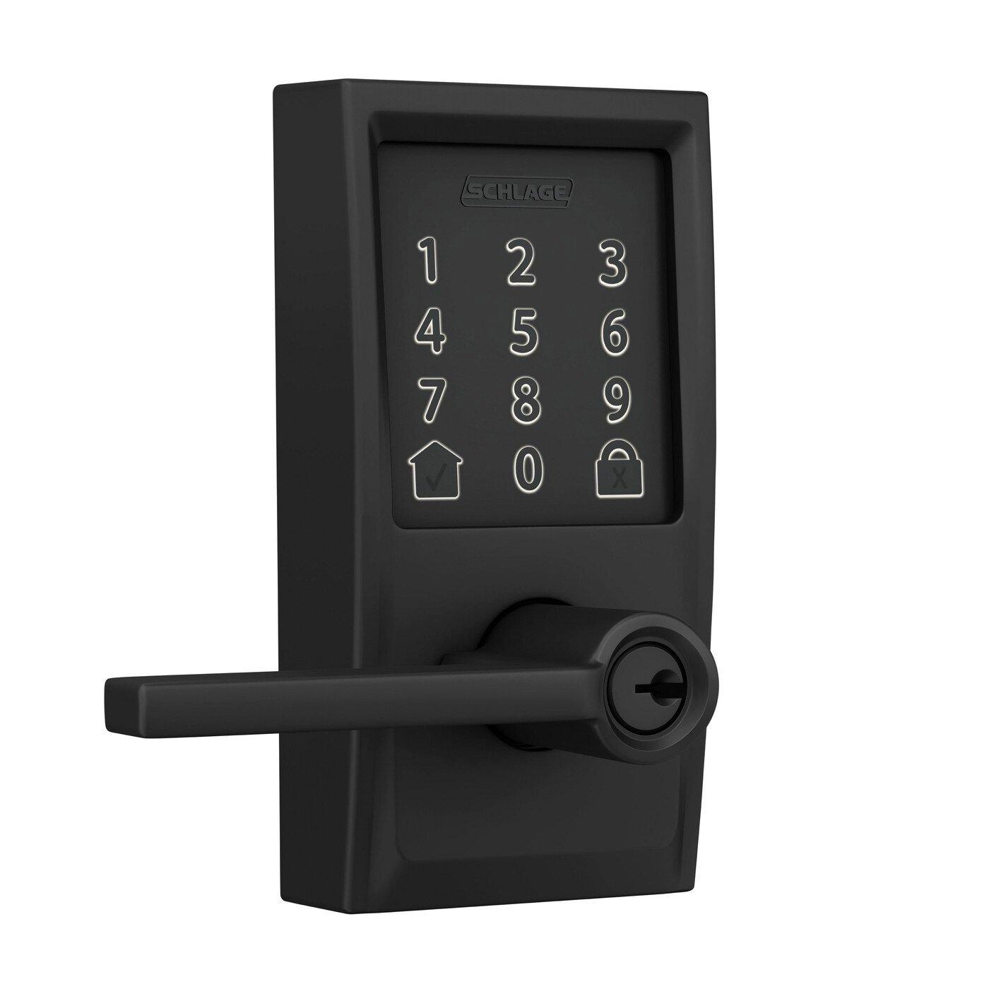 Smart Wifi Deadbolt with Keypad and Lever Handle in Matte Black 