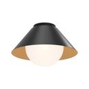 60W 15in. Wide Flush Mount Ceiling Fixture in Matte Black and Opal Glass