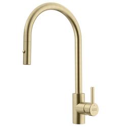 Single Handle Pull Down Kitchen Faucet in Gold