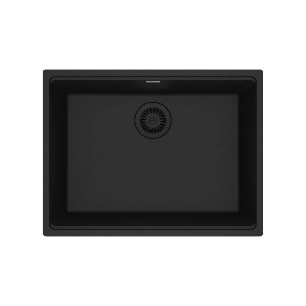 Franke Matte Black 25 x 18-97/100 in. No Hole Granite Single Bowl Undermount Kitchen Sink 