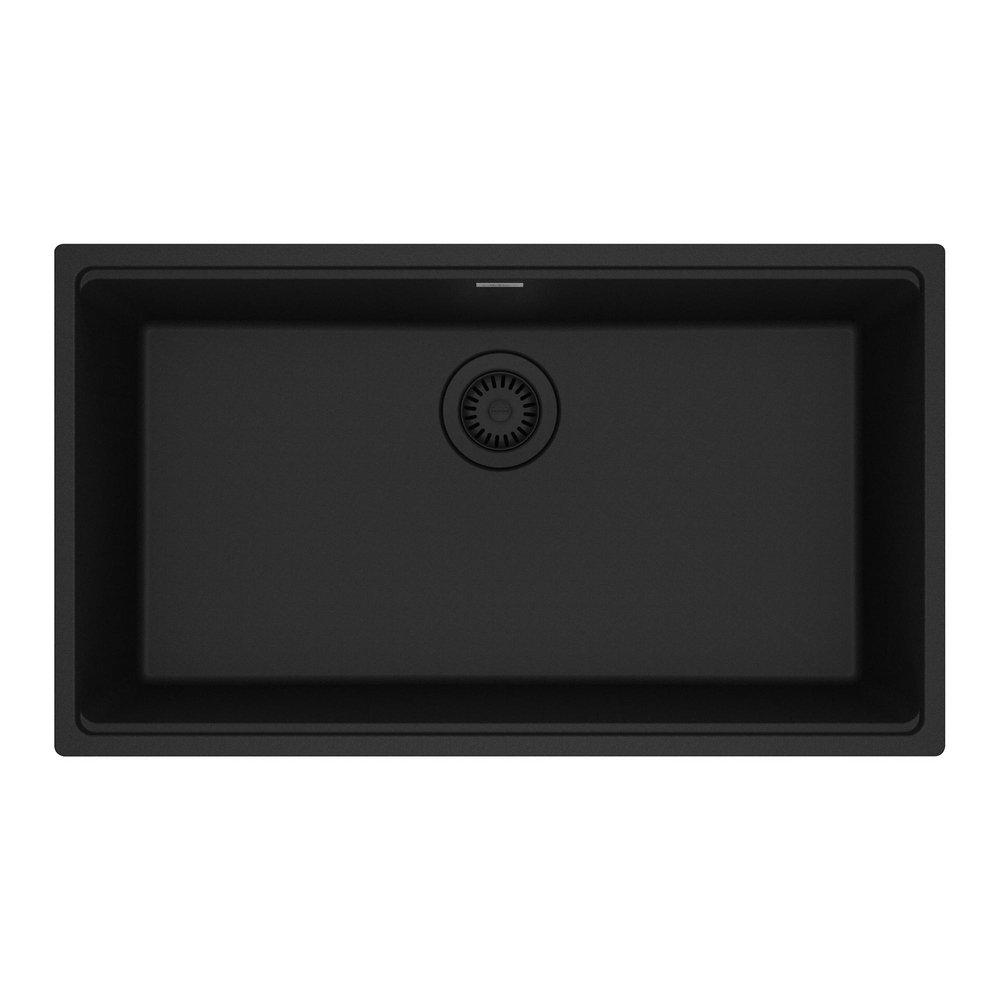 Franke Matte Black 31 x 17-21/25 in. No Hole Granite Single Bowl Undermount Kitchen Sink 
