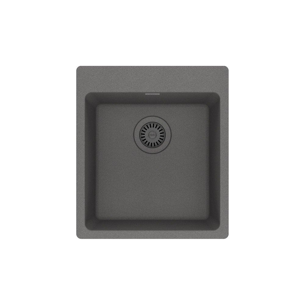 Franke Stone Grey 17-5/16 x 19-11/16 in. No Hole Dual Mount Granite Bar Sink 