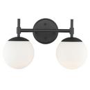 60W 2-Light 16 in. Wide Bathroom Vanity Light in Matte Black