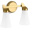 KOHLER Brushed Moderne Brass 60W 2-Light Candelabra E-12 Vanity Fixture 