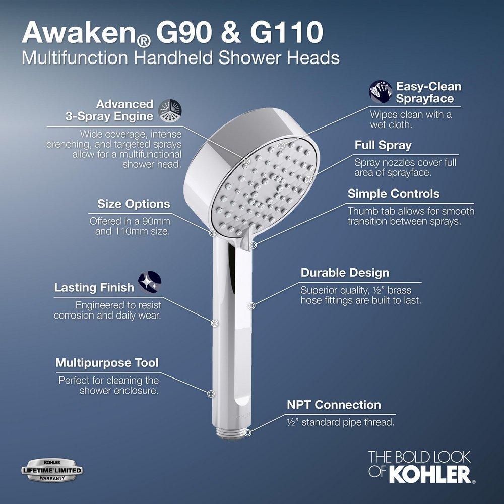 AWAKEN G110 MULTIFUNCTION 2.5 GPM HANDSHOWER VIBRANT BRUSHED MODERNE BRASS 