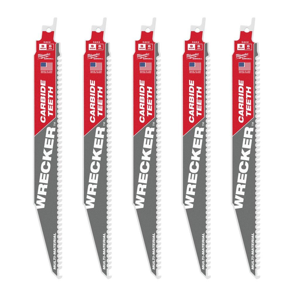 12 6 TPI THE WRECKER WITH CARBIDE TEETH SAWZALL BLADE 5PK 