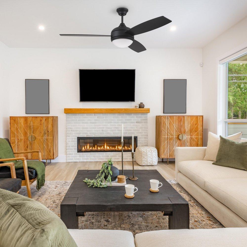 52 in. 3-Blade Indoor Ceiling Fan in Matte Black 