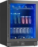 24 in. Single Zone Under Counter Beverage Cooler in Black Stainless Steel with Reversible Door 