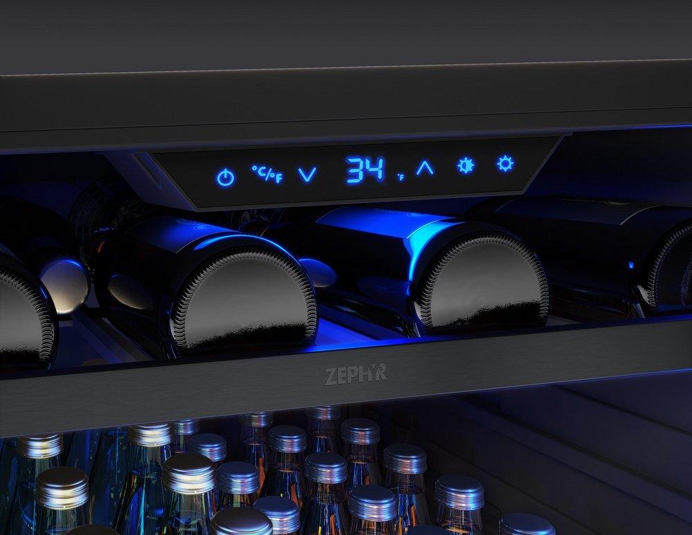 24 in. Single Zone Under Counter Beverage Cooler in Black Stainless Steel with Reversible Door 