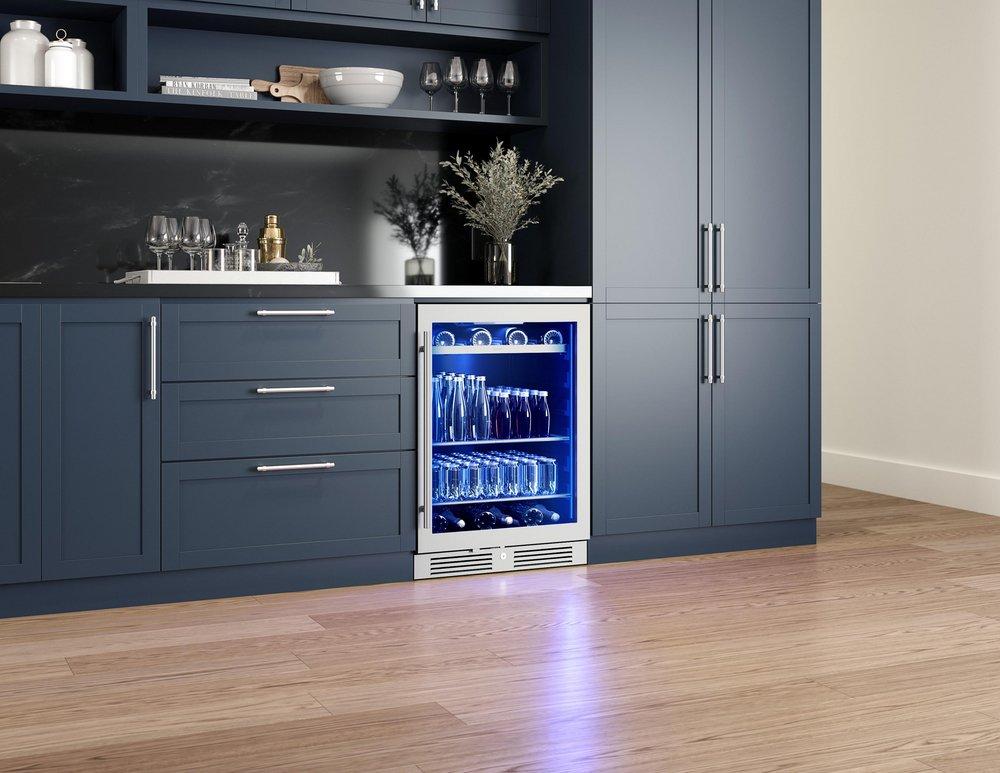 24 in. Single Zone Under Cabinet Beverage Cooler in Stainless Steel with Reversible Door 