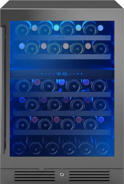 24 in. Dual Zone Under Counter Wine Cooler in Black Stainless Steel with Reversible Door