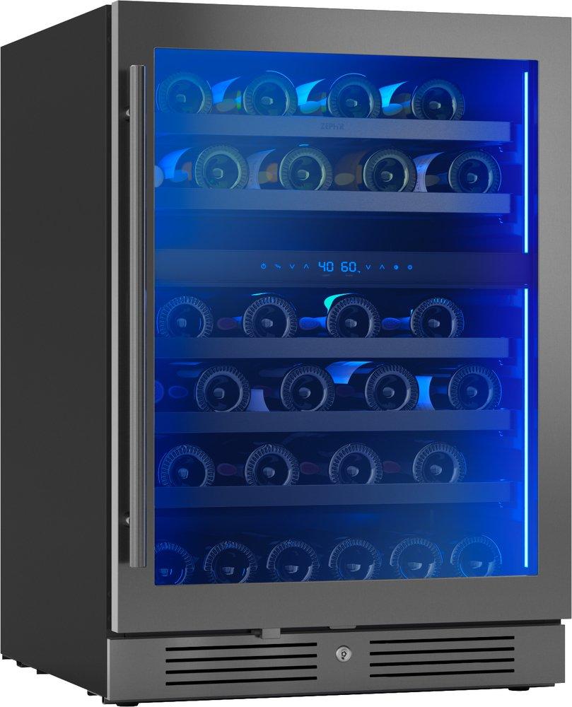 24 in. Dual Zone Under Counter Wine Cooler in Black Stainless Steel with Reversible Door 