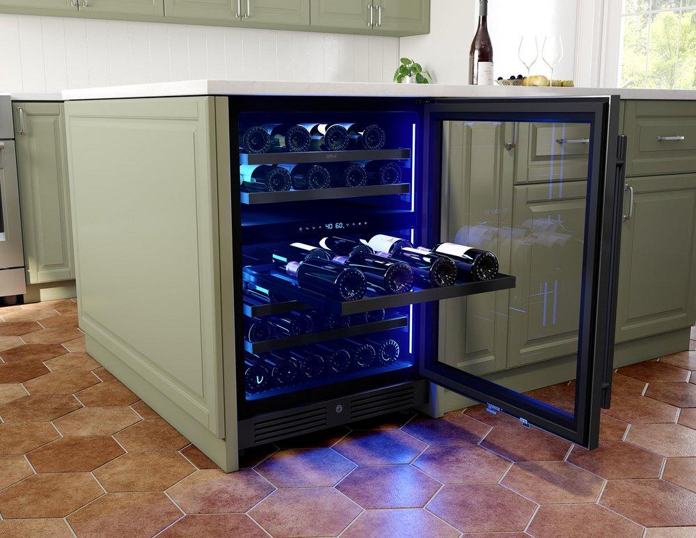 24 in. Dual Zone Under Counter Wine Cooler in Black Stainless Steel with Reversible Door 
