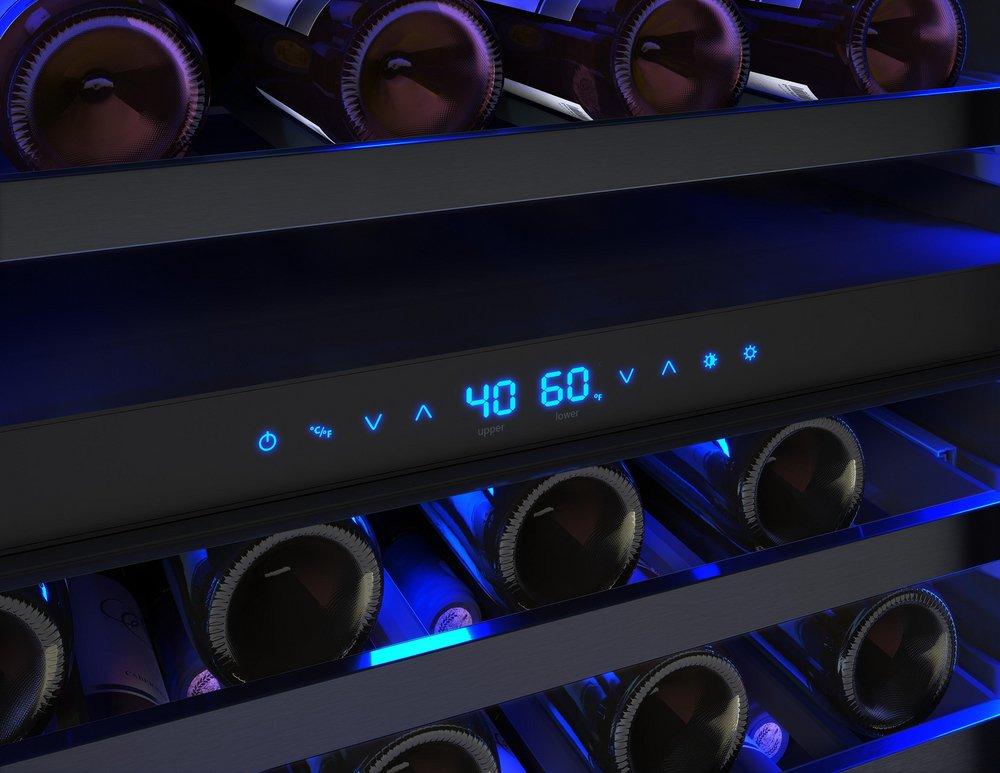 24 in. Dual Zone Under Counter Wine Cooler in Black Stainless Steel with Reversible Door 