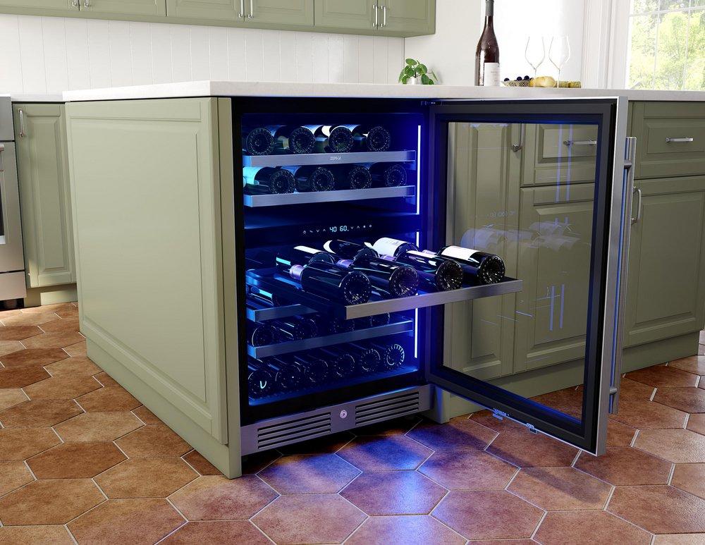 24 in. Dual Zone Under Counter Wine Cooler in Stainless Steel with Reversible Door 