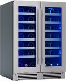 24 in. Dual Zone Under Counter Wine Cooler with French Doors in Stainless Steel 