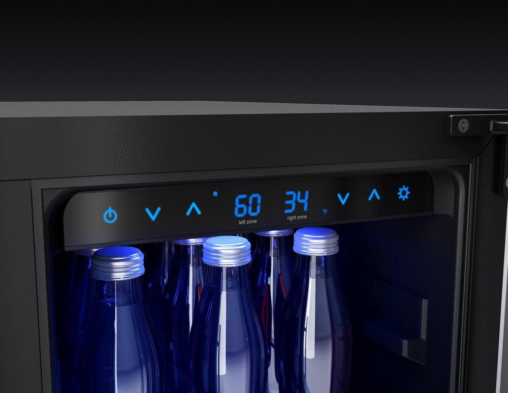 24 in. Single Zone Under Counter Wine Cooler in Stainless Steel with French Doors 