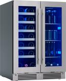 24 in. Single Zone Under Counter Wine Cooler in Stainless Steel with French Doors 