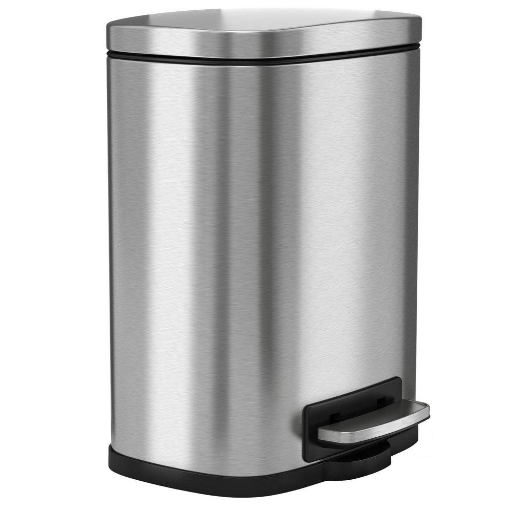 1.32 Gallon Fire Rated Stainless Steel Soft Step Trash Can with Odor Filter and Removable Inner Bucket 