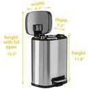 1.32 Gallon Fire Rated Stainless Steel Soft Step Trash Can with Odor Filter and Removable Inner Bucket 