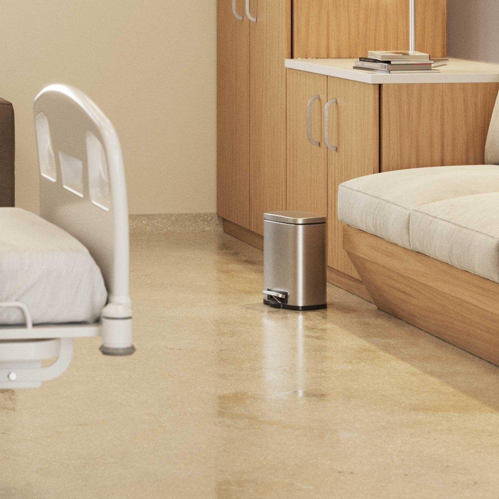 1.32 Gallon Fire Rated Stainless Steel Soft Step Trash Can with Odor Filter and Removable Inner Bucket 