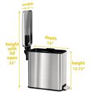 3 Gal Fire Rated Stainless Steel Soft Step Trash Can with Odor Filter and Removable Inner Bucket 