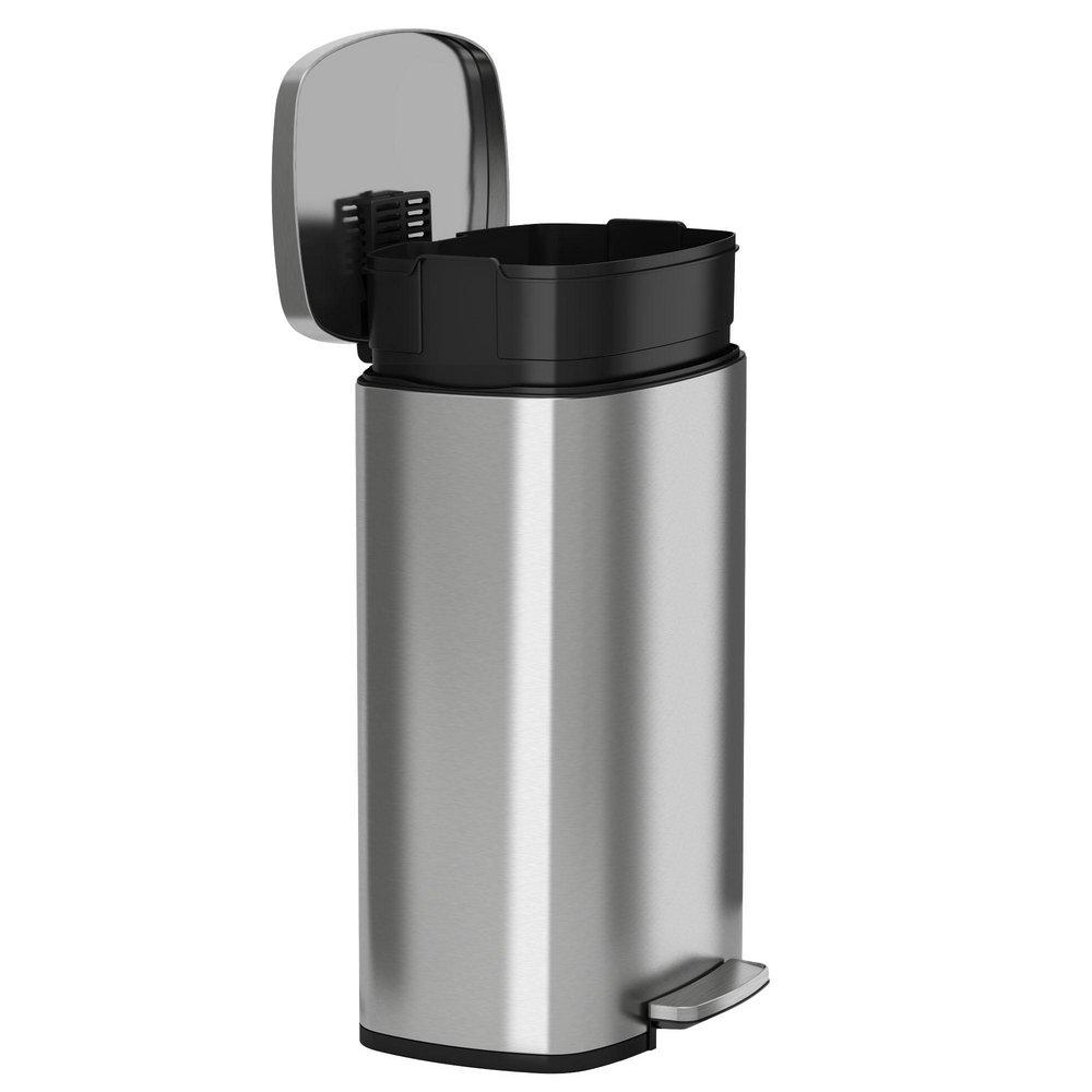 13.2 gal Stainless Steel Soft Step Trash Can w/ Odor Filter & Removable Inner Bucket 