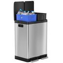 16 gal Stainless Steel Combination Step Recycle Bin & Trash Can w/ Odor Filters & Removable Inner Buckets 