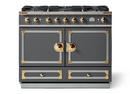 43 x 25-3/5 x 35-4/5 in. 17500 BTU 2.39 cu. ft. 5-Burner Dual Fuel Gas Freestanding Range in Winter Sky, Stainless Steel with Polished Brass