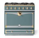 35-2/5 x 25-5/8 x 35-4/5 in. 17500 BTU 3.81 cu. ft. 5-Burner Dual Fuel Gas Freestanding Range in Ocean, Stainless Steel with Polished Brass
